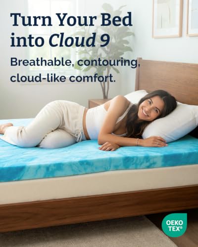 Queen Memory Foam Mattress Topper 3 Inch Cooling Gel Pad - Balances Comfort & Support