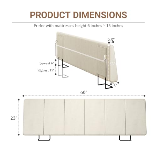 Queen Size Headboard, No Assembly Required - Beige, Curved Support