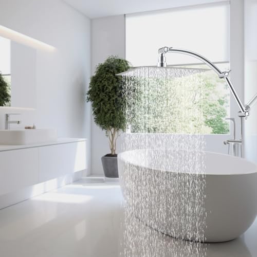 Square 12-Inch Metal Rain Shower Head with 16-Inch Extension Arm - Chrome