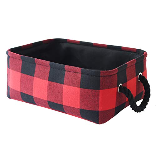 INough Christmas Basket Red Christmas Baskets for Gifts Empty, Toy Baskets Storage Kids Buffalo Plaid Storage Cube, Christmas Storage Baskets, Holiday Baskets Empty Buffalo Plaid Baskets