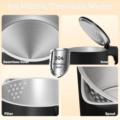 Damsun 1.7L Electric Kettle - 1500W Rapid Boil, Stainless Steel, Cool Touch