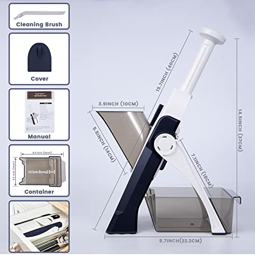 SupMaKin Blue Adjustable Mandoline Slicer for Kitchen - 0.1-8mm Thickness