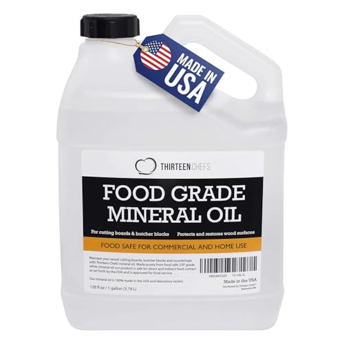 Food Grade Mineral Oil for Cutting Boards & Wood Surfaces - 128oz - Safe for Food Contact - USDA Approved - Oil Lubricant & Conditioner - Variation: 128 Fl Oz
