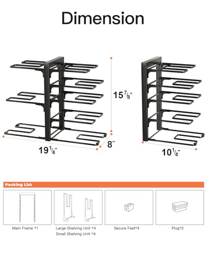 ORDORA Pots and Pans Organizer Under Cabinet 15.8", 8-Tier Adjustable