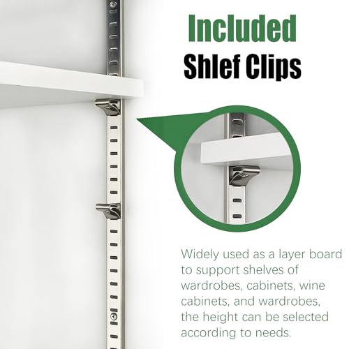 Light Silver 8 Pcs 36 Inch Metal Shelf Pilasters with 40 Clips and 72 Screws - Adjustable Wall Mount Shelving System