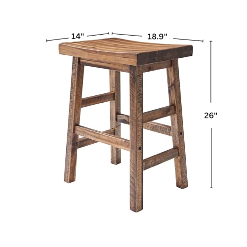Alaterre Durango 26-Inch Solid Wood Rustic Counter Stool with Industrial Design