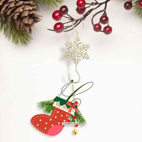 Ornament Hooks for Hanging Decorations, 20 PCS Gold Snowflake S-shaped Hangers - Swirl Christmas Tree Hangers with Crystal Beaded Tips for Small Ornaments