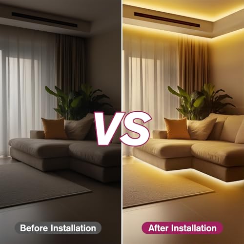 EMITEVER COB LED Strip Lights 3000K Warm White 24V 32.8ft/10m UL Listed - Seamless, Dimmable, High CRI