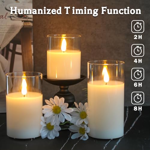 White Glass-Droplet Rechargeable Flameless Candles Set of 5 - Flickering LED Realistic Tea Lights for Home Decor