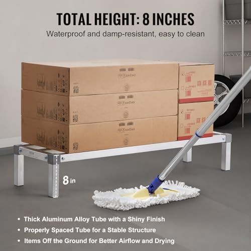 Heavy-Duty Aluminum Dunnage Rack 48x14x8 Inches, 1000 lbs Capacity, Commercial Food Floor Storage