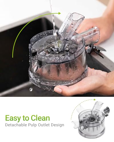 TUUMIIST Black Cold Press Juicer with Extra Large 5.8" Feed Chute, High Juice Yield