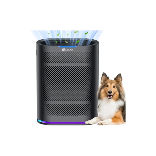Aucleia Pet Air Purifier for Large Rooms 2100 Sq Ft with True HEPA Filter - Black