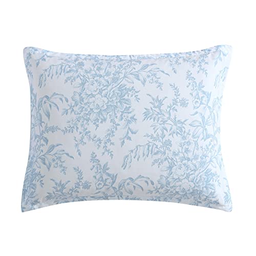 Queen Size Comforter Set with Matching Shams - Bedford Blue Floral Bedding