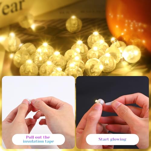 LOKIPA 50PCS Warm White Mini LED Balloon Lights - Waterproof Round Tiny LED Balloon Lights for Paper Lanterns, Easter Eggs, Pumpkins, Birthdays & Neon Party Decoration