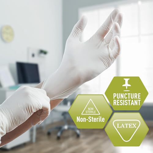 MED PRIDE Medium Latex Exam Gloves 5 Mil Thick Powder-Free Non-Sterile Heavy Duty (1000 pcs)