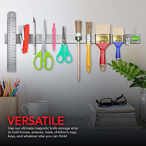 24-Inch Stainless Steel Magnetic Knife Holder - Wall & Fridge Mount, Modern Kitchen Organizer