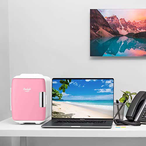Cooluli Pink 4L Mini Fridge for Food, Drinks, Skincare & Makeup - Portable Cooler & Warmer, Car & USB Power