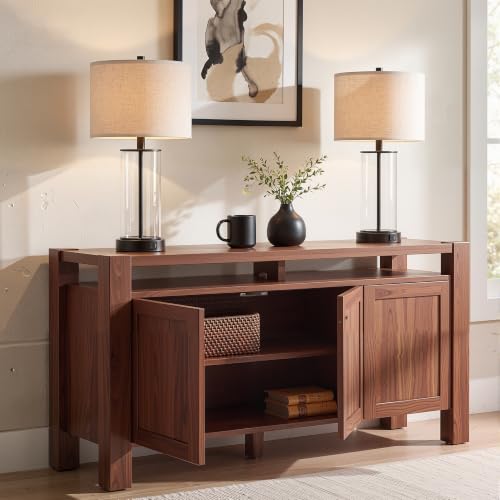 Kyrid Set of 2 23.5'' Glass Table Lamps with USB Charging & Outlets for Living Room & Bedroom