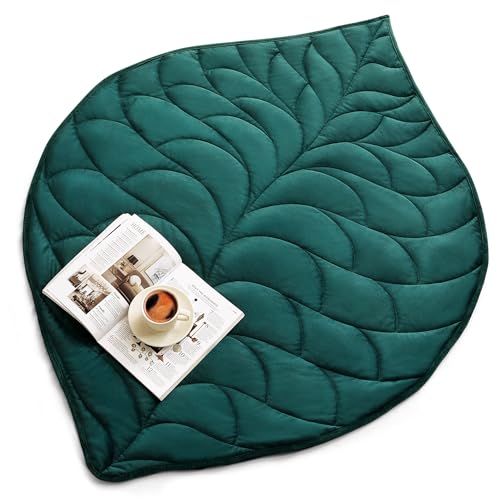 Kaisa Green Leaf Pattern Weighted Lap Blanket 7 lbs, 41 x 53 inches, Adult Travel Comfort