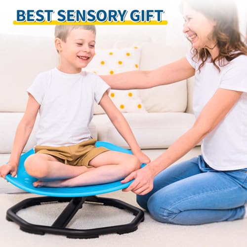 KidBloom Blue Sensory Spinning Chair for Autism & ADHD Kids, Balance & Coordination, Silent 360° Swivel
