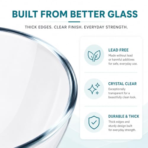 Clear Blue Glass Mixing Bowls with Lids Set - 3-Piece Kitchen Food Prep & Storage