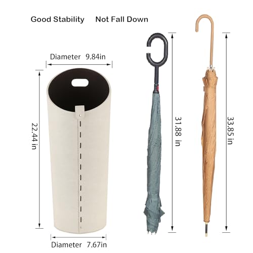 ELPMD White Tall Umbrella Stand with Removable Drip Tray - Modern Farmhouse Home Decor