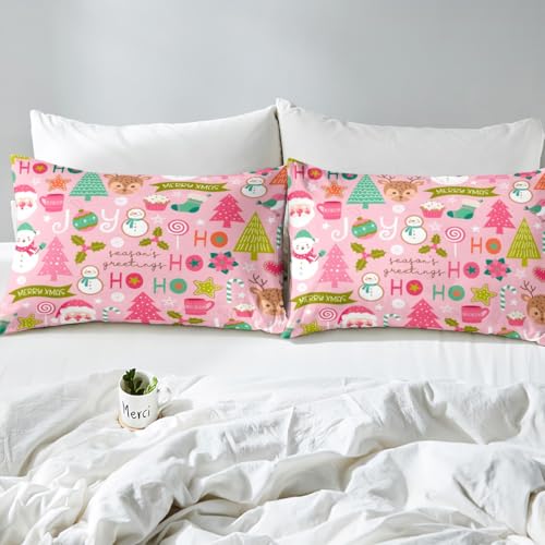 Erosebridal Multi 21 Pink Christmas Duvet Cover Set Full Size Kids & Adults