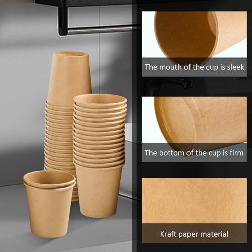 Clawsoff 1200 Pack 3oz Disposable Kraft Paper Cups - Eco-Friendly Bathroom & Party Drinkware Brown