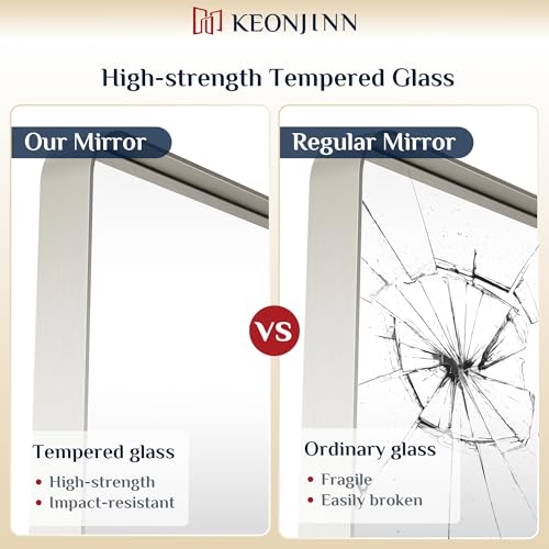 Keonjinn Brushed Nickel Bathroom Vanity Mirror 24 x 30 Inch Aluminum Frame - Variation of Brushed Nickel / 30"L x 24"W