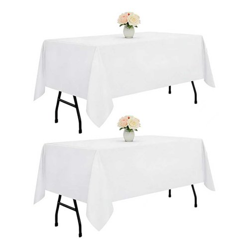 DRESSMAKER 2 Pack White Table Cloth Rectangle 60x102 Inches Polyester Tablecloth for 6ft Tables Washable Fabric Table Cloths for Party,Wedding Banquet