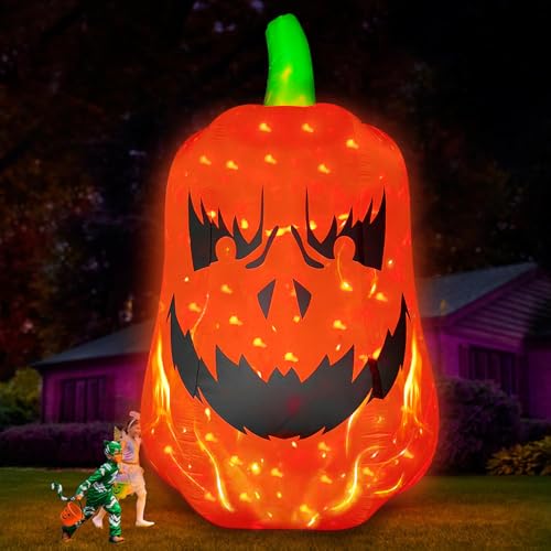 12FT Inflatable Jack O'Lantern Pumpkin Halloween Yard Decor with LED Lights