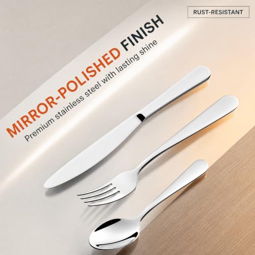 Modern 60-Piece Silverware Set for 12 - Stainless Steel Flatware