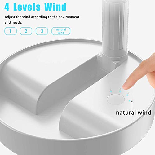 AICase White Portable Folding Fan with 7200mAh Battery, Adjustable Height & Quiet Operation