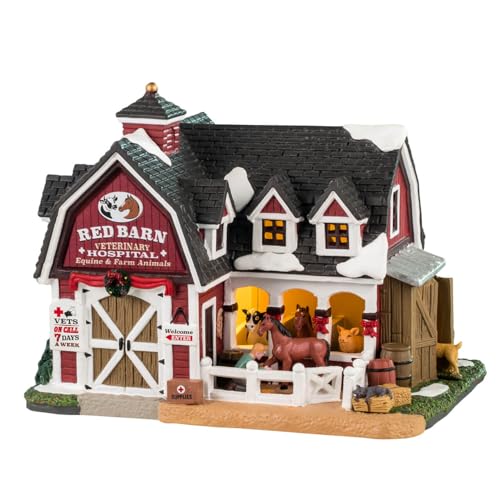 Lemax Red Barn Veterinary Hospital Lighted Village Building - Harvest Crossing