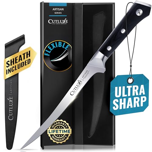 7-Inch Flexible Fish & Meat Fillet Knife - Razor-Sharp Boning Knife with Pakkawood Handle