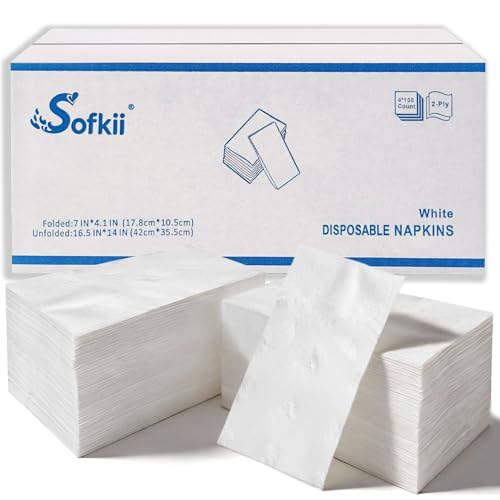 600 Pack White Dinner Napkins - 16.5 x 14 Inch 2-Ply Disposable Table Napkins for Events