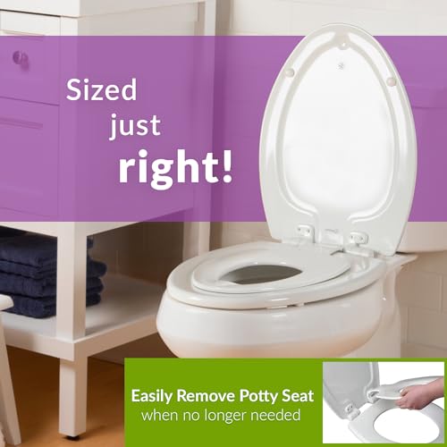 Round Toilet Seat with Built-In Potty Training Seat 2-Pack - Slow-Close, Removable, White