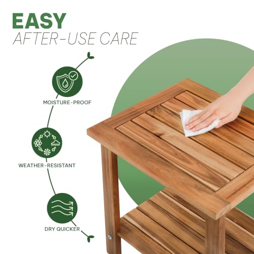 Acacia Wood Adirondack Side Table - 2-Tier Outdoor End Table Honey Oak