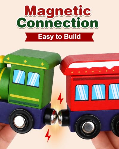 Red-Train Advent Calendar 2026 for Kids Wooden Magnetic Train Set with Tracks