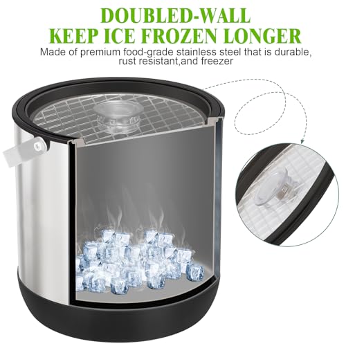 Large Insulated Ice Bucket with Lid & Scoop - 6.8L Black - Party & Home Bar