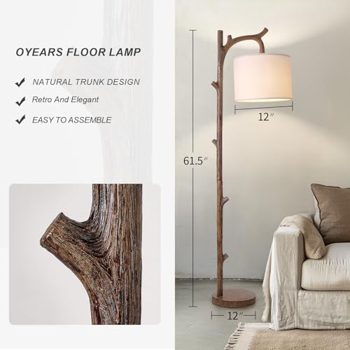 Wood Grain Retro Farmhouse Floor Lamp for Nursery & Living Room - Rustic Tree Trunk Decor