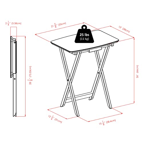 Foldable Snack Tables Set of 2 - Walnut Finish, 26 Inch Space-Saving Design