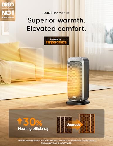 DREO Silver 1500W Portable Space Heater with Remote for Indoor Use
