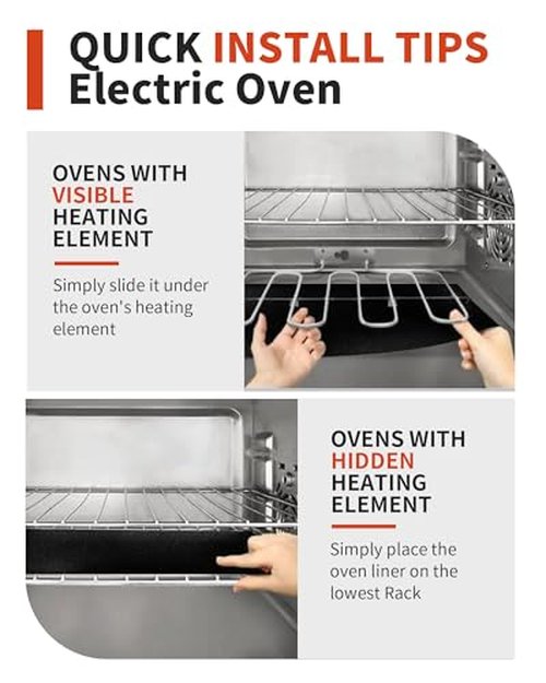 Buself Large Roll-Up Oven Liners – 17” x 75” Non-Stick, Reusable Heavy Duty Mats for Oven Bottom, Toaster & Oven Types – BPA & PFOA Free Kitchen Accessory (Black)