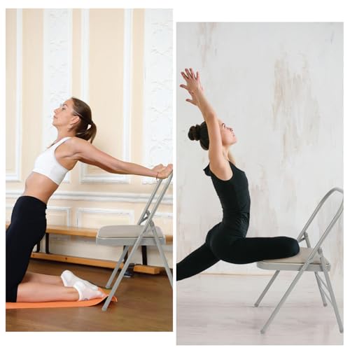 Grey RattanView Yoga Auxiliary Chair with Lumbar Support - Backless, Foldable