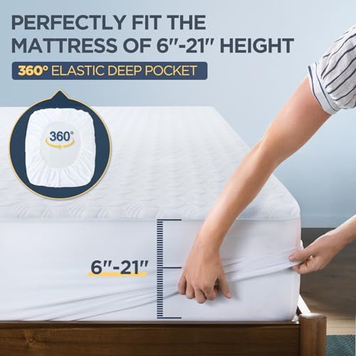 Skiennix Waterproof King Mattress Protector - Silver-Infused Bamboo Rayon for Health | Hypoallergenic & Odor-Free