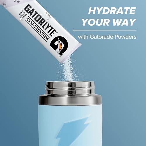 Gatorade Overtime 22oz Stainless Steel Water Bottle with Blue Straw Cap - Light Blue