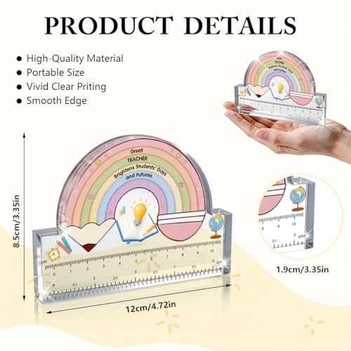 WETDNGQI Teacher Appreciation Rainbow Acrylic Plaque Paperweight - Model Teacher10, 4.7 x 3.1 inches