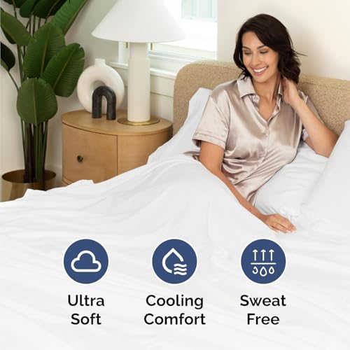 King Size White Microfiber Bed Sheet Set - Breathable & Cooling 4 Piece