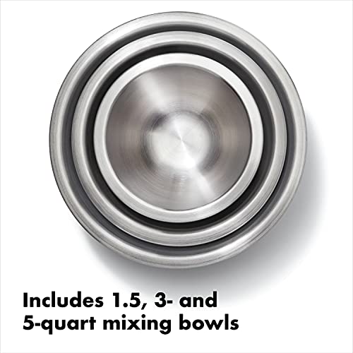 White Stainless Steel Mixing Bowl Set - 3-Piece Kitchen Prep Bowls with Non-Slip Bottoms